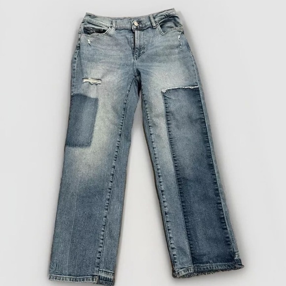 DL1961 Women's Jeans Sz 27 Patti Straight Denim Vintage Ankle Patches High Rise - Picture 1 of 10